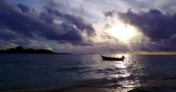 Fényes Naplemente Tengerparton Bora Bora Egzotikus Jellege Francia Polinézia — Stock videók