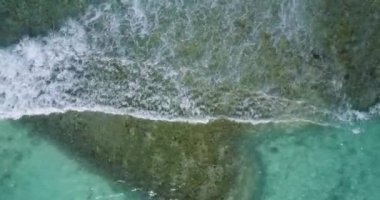 Uzun şeffaf dalgaların üst görüntüsü. Hawaii, ABD 'ye seyahat.  