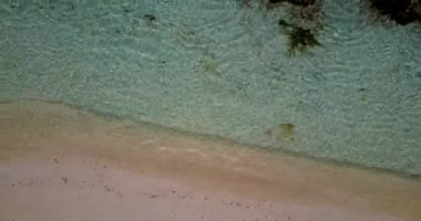 Temiz suyu olan bir sahil. Bora Bora 'daki tropik cennet, Fransız Polinezyası.