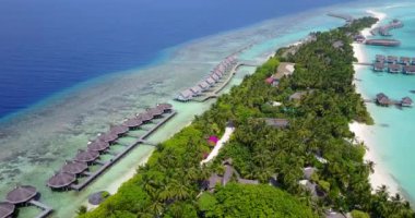Wooden bungalows placed along the island. Enjoying nature of Dominican Republic, Caribbean.  