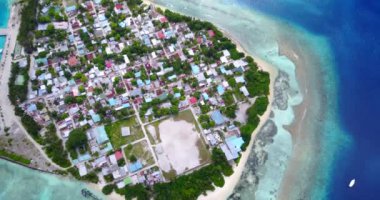 Yazlık tatil köyünün havadan görünüşü. Endonezya, Bali 'de tropikal tatilin tadını çıkarıyorum..