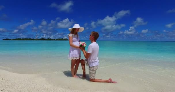 Romantic Couple Tropical Beach — Stock Video