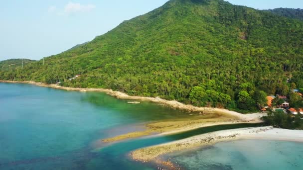 Kustlijn Bij Groene Bergen Zomer Paradijs Jamaica Caribisch Gebied — Stockvideo