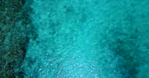 Top View Green Rippled Turquoise Water Surface Coral Bottom Summer — Stock Video