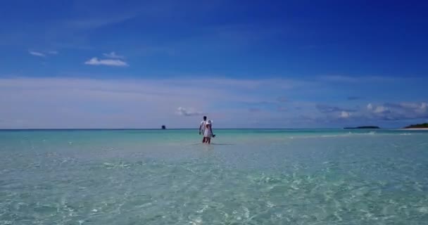 Vista Incrível Mar Azul Turquesa Praia Areia Branca Ilha Tropical — Vídeo de Stock