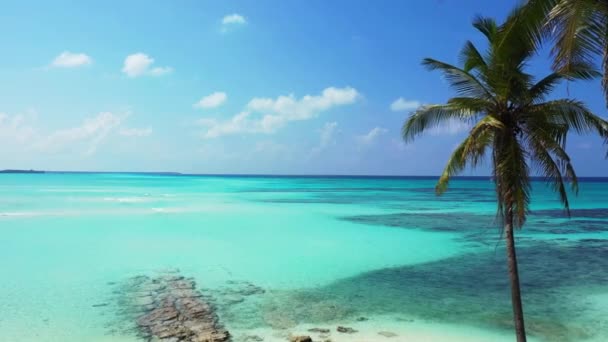 Paradisets Fridfulla Havslandskap Med Turkost Hav Bahamas Karibiens Tropiska Natur — Stockvideo