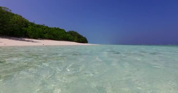 Ada Kıyı Şeridinin Temiz Şeffaf Sularının Zemin Manzarası Maldivler Yaz — Stok video