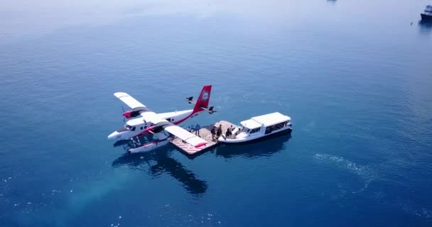 Vodní Letadlo Modrém Moři Tropická Povaha Bali — Stock video