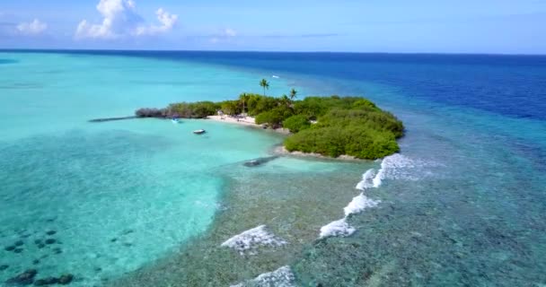 Vista Aérea Isla Bordeada Mar Turquesa Brillante Disfrutando Vacaciones Tropicales — Vídeos de Stock