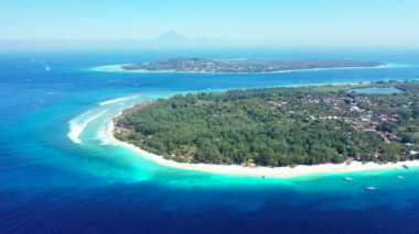 Hava deniz manzarası doğal arka plan. Endonezya, Bali 'de tropikal tatilin tadını çıkarıyorum..