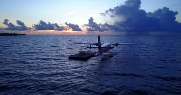 Water Vliegtuig Zee Bij Zonsondergang Vrije Tijd Thailand — Stockvideo