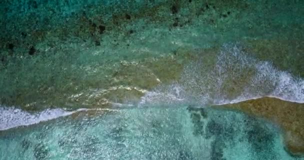 Vue Drone Des Vagues Turquoise Étonnantes Courant Plage Sable Blanc — Video