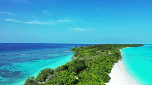 午前中に島の海岸で明るいターコイズブルーの結晶水 夏はバリ インドネシアでリラックス — ストック動画