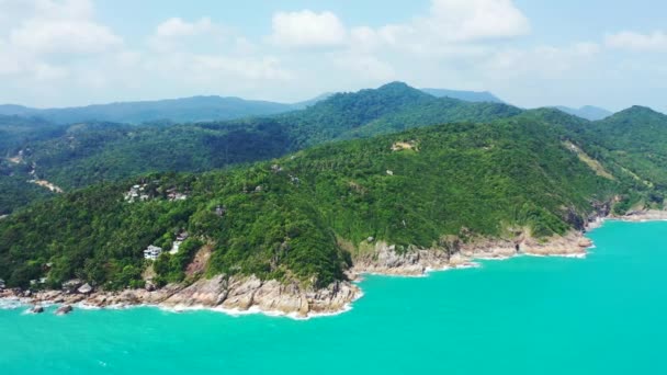 Insel Mit Grünen Bergen Und Blauer Lagune Exotische Reise Nach — Stockvideo