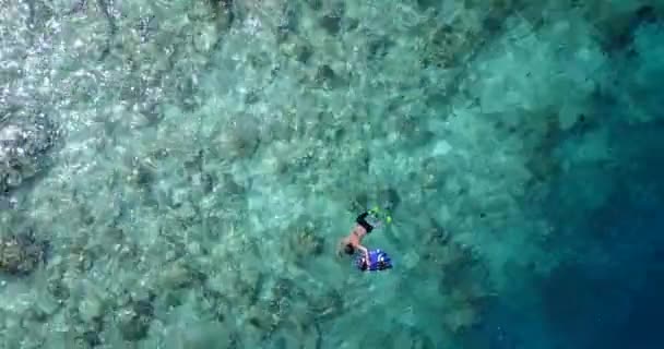 Pasangan Muda Yang Bahagia Berenang Dan Snorkeling Atas Air Jernih — Stok Video