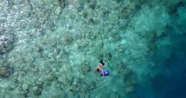 Jovem Casal Feliz Nadando Snorkeling Água Cristalina Maldivas Desfrutando Férias — Vídeo de Stock