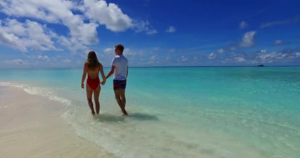 Romantic Couple Tropical Beach — Stock Video