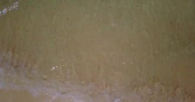 Şeffaf dalgalı kıyı şeridi. Dominik Cumhuriyeti doğası, Karayipler.