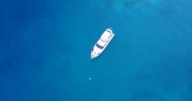 Looking from top at bright turuoise sea. Enjoying nature of Dominican Republic, Caribbean.   