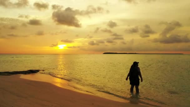 Silhueta Mulher Praia Pôr Sol — Vídeo de Stock