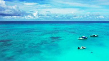 Looking from top at bright turuoise sea. Enjoying nature of Dominican Republic, Caribbean.   