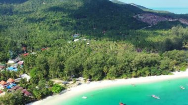 Bali adasında canlı mavi suyu ve yemyeşil palmiyeleri olan deniz altyapısı.