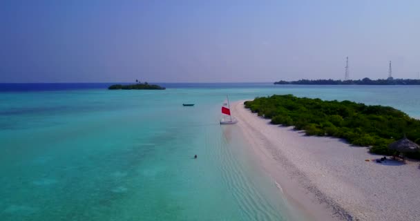 Boten Aan Kust Ochtend Landschap Van Jamaica Caribisch Gebied — Stockvideo