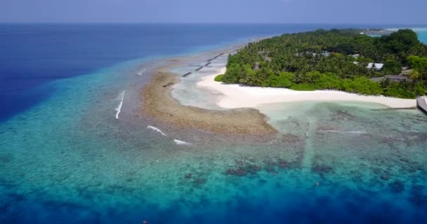 Vista Superior Isla Rodeada Rompeolas Vegetación Seychelles África Oriental — Vídeos de Stock