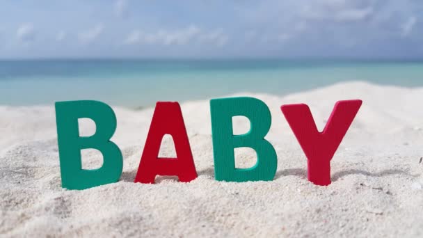 单词Baby Sand Ocean Background — 图库视频影像