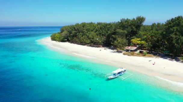 Inselküste Mit Angedocktem Boot Natur Der Dominikanischen Republik Karibik — Stockvideo