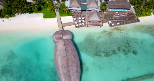 Ilha Tropical Luxo Com Cabanas Viagem Para Maldivas Sul Ásia — Vídeo de Stock