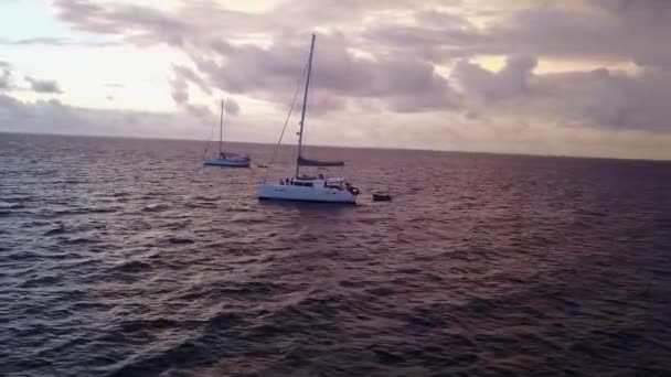 Barcos Vela Noite Viagem Barbados Caribe — Vídeo de Stock