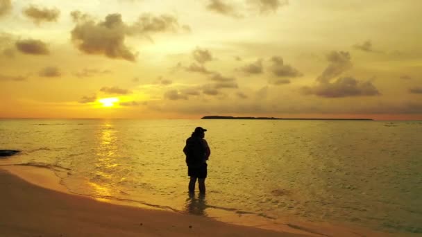 Silhueta Mulher Praia Pôr Sol — Vídeo de Stock