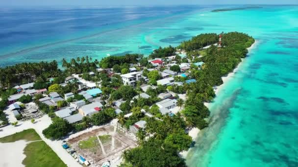 Petits Bâtiments Sur Île Tropicale Verte Vue Panoramique Sur Paysage — Video