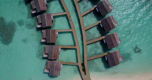 Holzbungalows Mit Herrlichem Meer Exotischer Urlaub Auf Den Malediven — Stockvideo