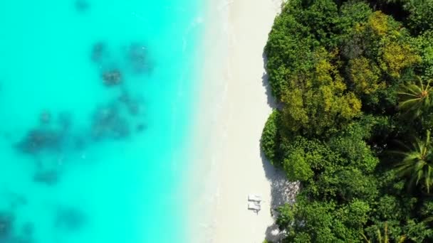 Пейзаж Бирюзовыми Морскими Волнами Белом Пляже Мальдивах — стоковое видео