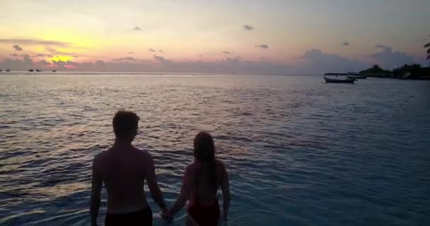 Pasangan Romantis Bahagia Pantai Tropis — Stok Video