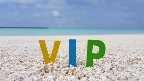 Vip Lettering Praia Paraíso Tropical Bali Indonésia — Vídeo de Stock