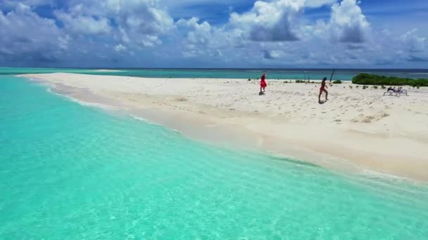 Vista Aérea Hermosas Mujeres Jóvenes Bikini Relajándose Una Playa Tropical — Vídeo de stock