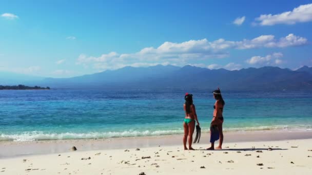 Krásné Dívky Opalují Pláži Ostrově Jamajka — Stock video
