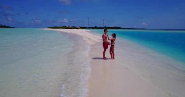 Luna Miele Coppia Riposo Godersi Vacanze Estive Maldive Isola — Video Stock