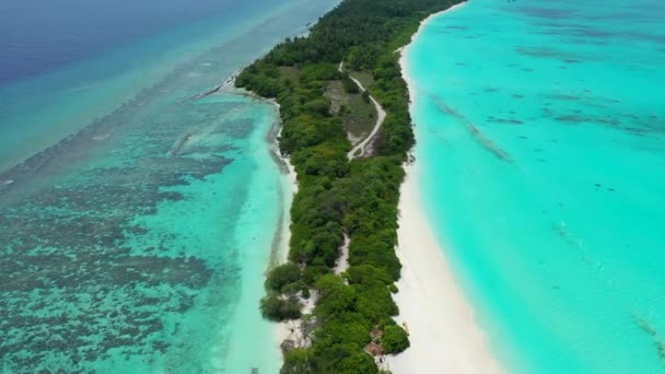 Vliegen Boven Groen Eiland Zee Vakantie Malediven Zuid Azië — Stockvideo