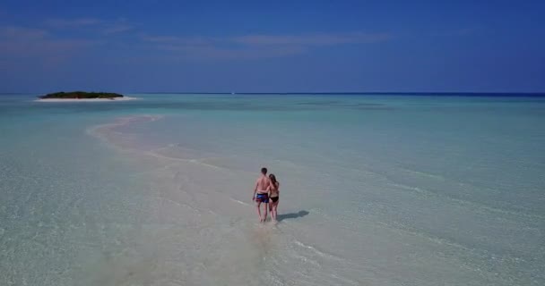 Feliz Pareja Romántica Playa Tropical — Vídeo de stock