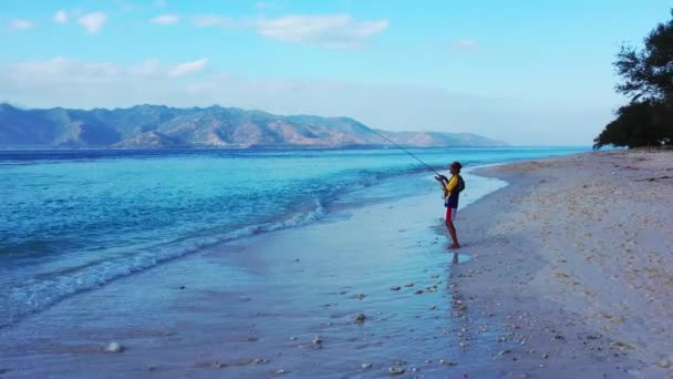 Pescador Pesca Pôr Sol Koh Rong Camboja — Vídeo de Stock