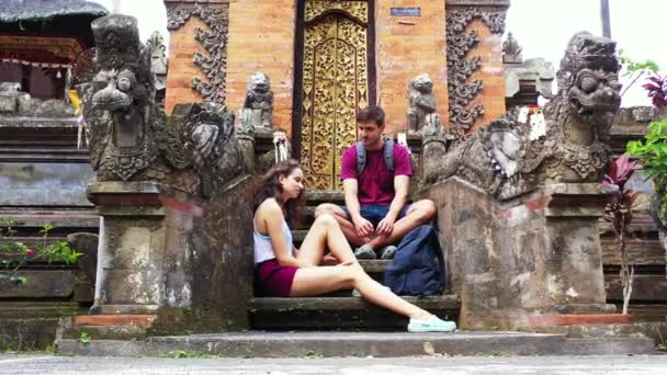 Jeune Beau Couple Sur Asiatique Ville Rue Tourisme Concept Footage — Video