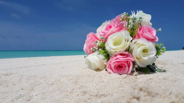 Bridal Bouquet Made Roses Beach Nature Scenery Bali Indonesia — Stock Video