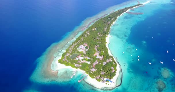 Vista Aérea Isla Del Mar Azul Situación Verano Bahamas Caribe — Vídeos de Stock