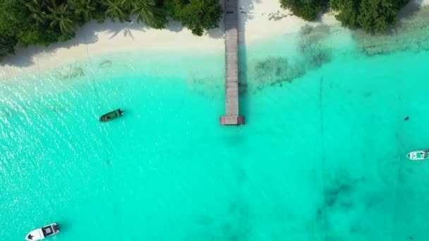 Widok Oszałamiającą Tropikalną Wyspę Jasną Błękitną Wodą Białym Piaskiem Plaży — Wideo stockowe