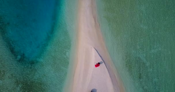穏やかな海の水で海岸線 インドネシアのバリで熱帯の休暇を楽しむ — ストック動画