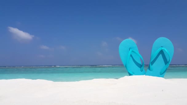 Tongs Océan Sur Fond Plage — Video